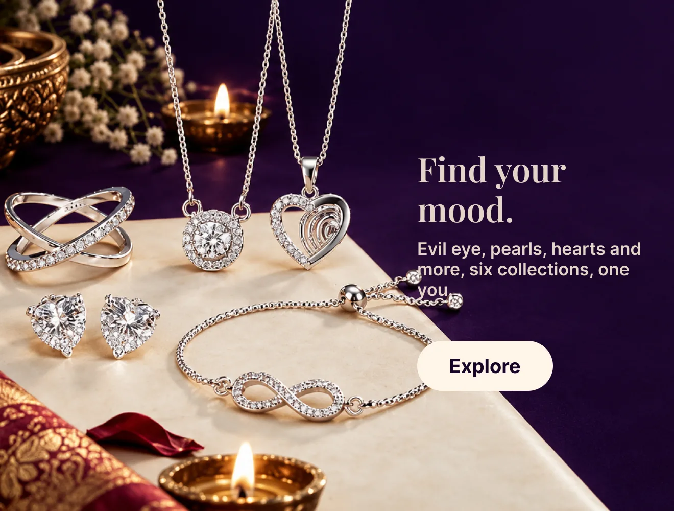 Find your mood — evil eye, pearls, hearts and more: six collections, one you. Explore.